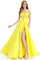 Prom Dresses Long A Line Formal Slit Prom Dress Yellow