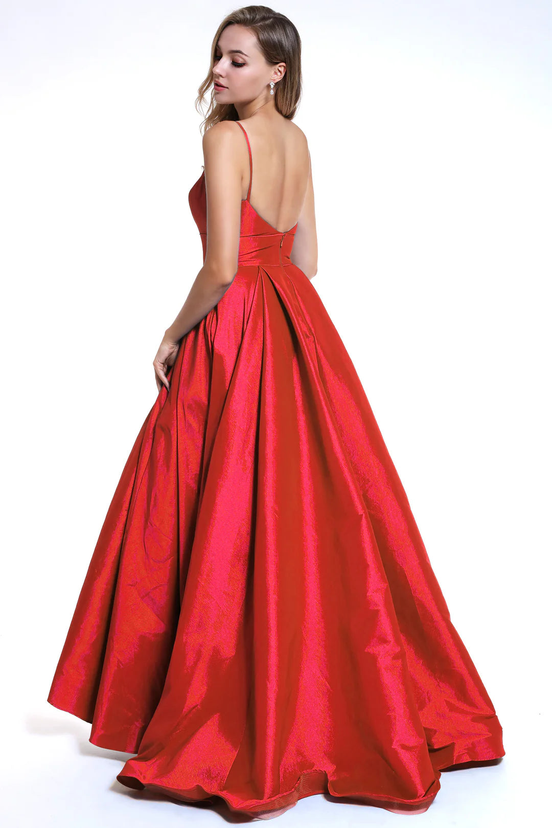 Prom Dresses Long A Line Formal Slit Prom Dress Red
