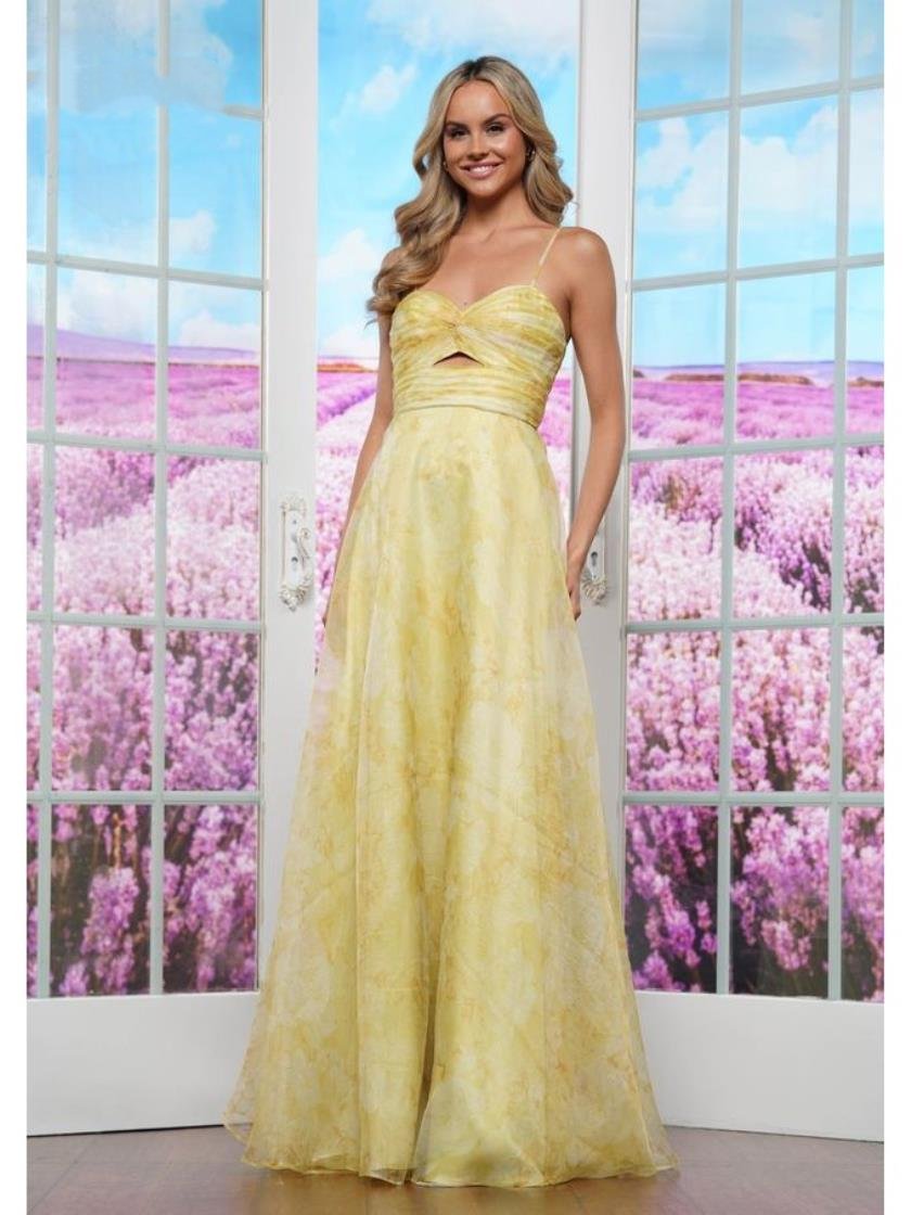 Prom Dresses Long Sweetheart Print Formal Prom Dress Yellow