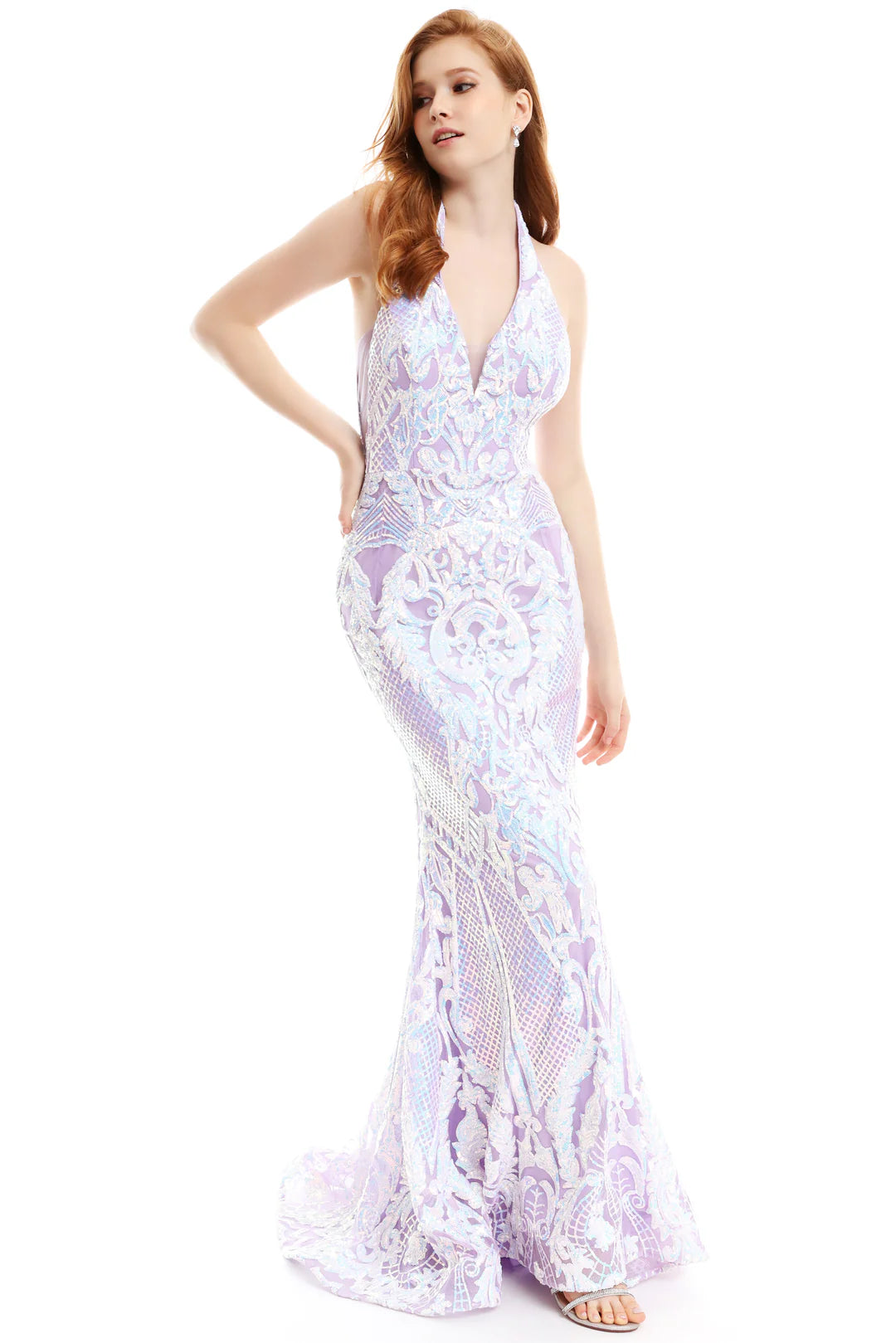 Prom Dresses Long Fitted Formal Overskirt Prom Dress Iridescent Lilac