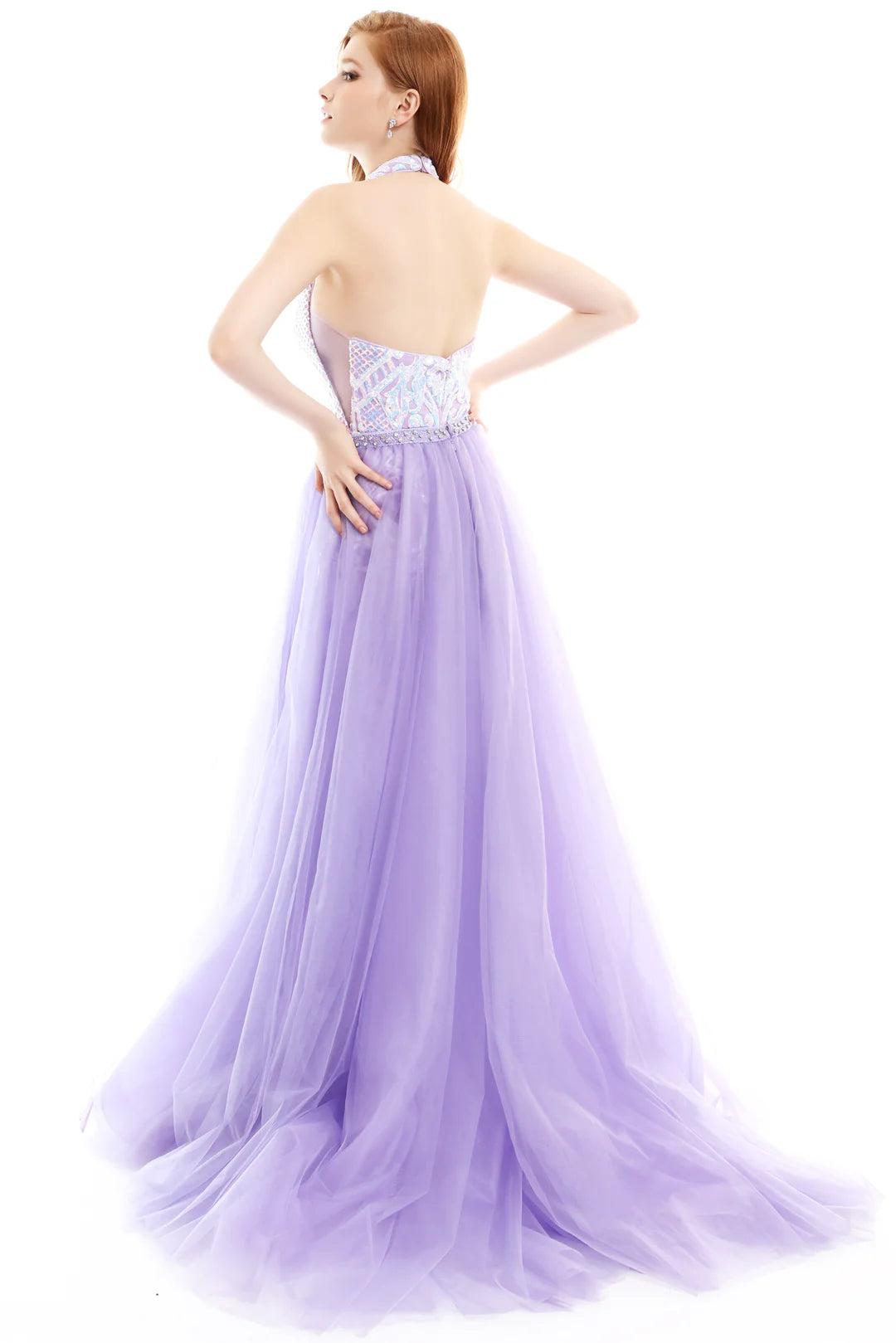 Prom Dresses Long Fitted Formal Overskirt Prom Dress Iridescent Lilac