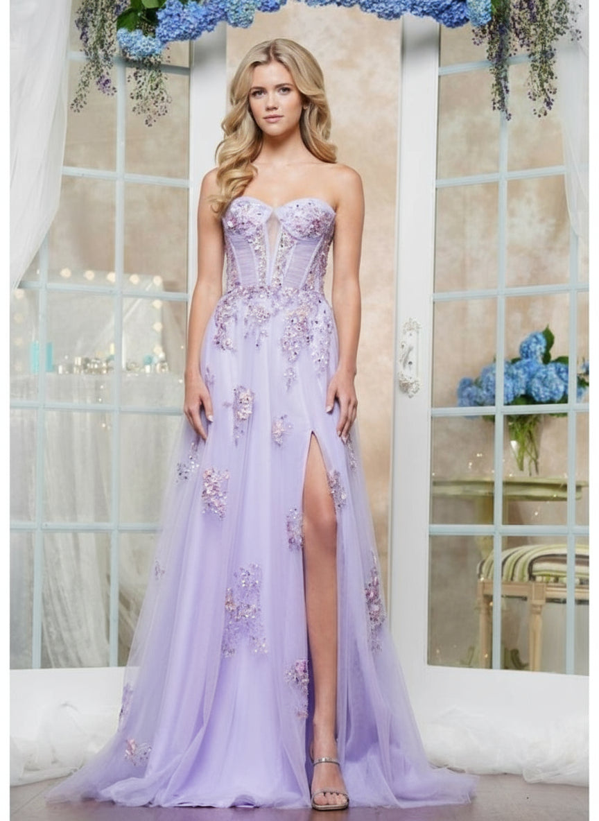 Prom Dresses Formal Long Floral Prom Dress Lavender