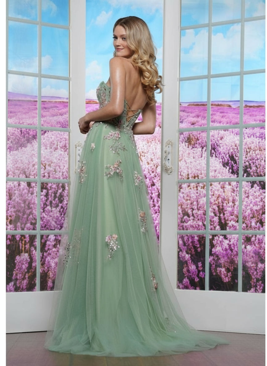 Prom Dresses Formal Long Floral Prom Dress Sage