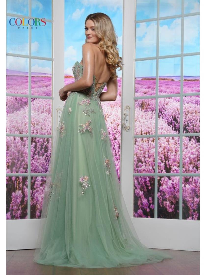 Colors 3575 A Line Formal Long Floral Evening Prom Dress