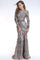 Formal Dresses Long Sleeve Formal Fitted Sequin Evening Dress Grey/Gold