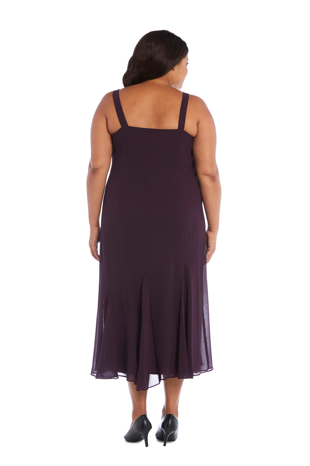 R&M Richards 358260 Beaded Plus Size Formal Midi Jacket Dress
