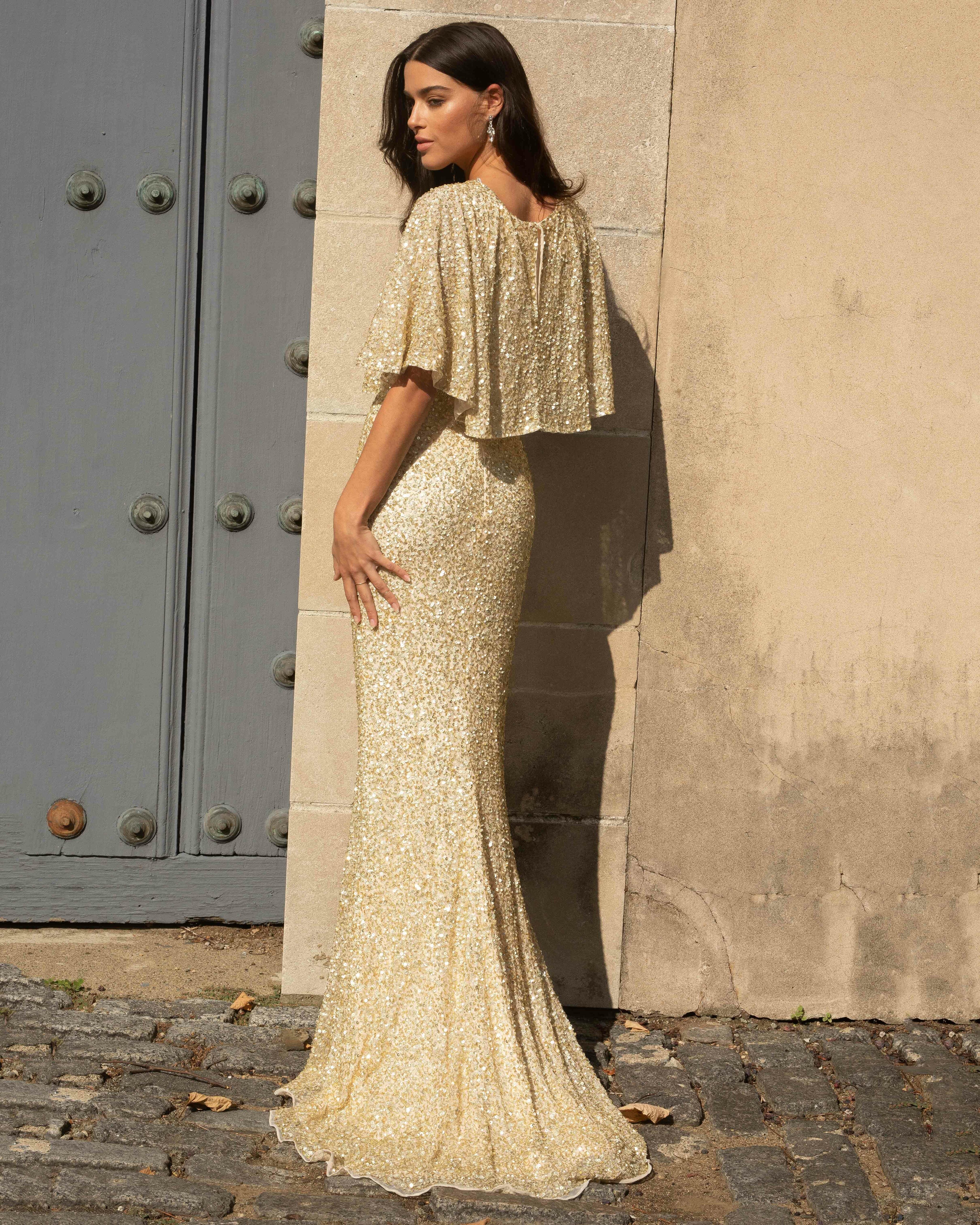 Jewel Neck Floor-Length Sequin Formal Mermaid Gown - Primavera Couture PC3582