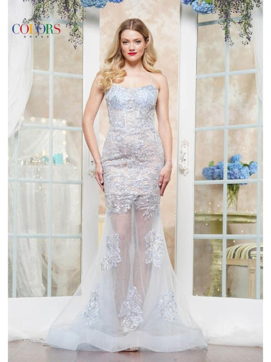 Prom Dresses Long Formal Fitted Applique Prom Dress Blue