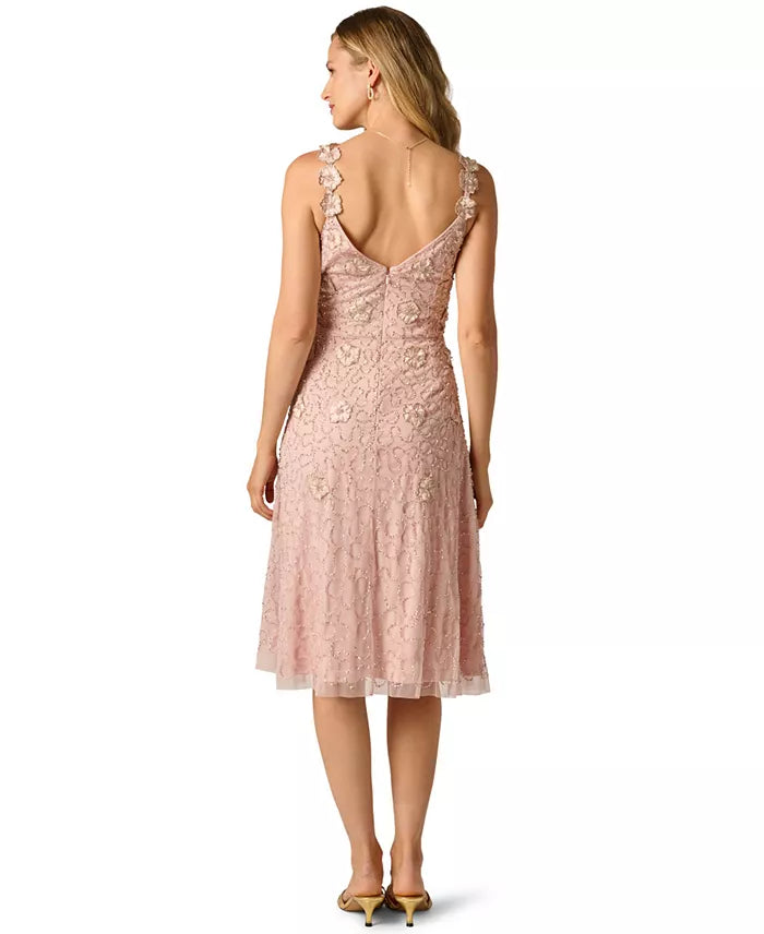 Bead Flower Petal Midi Dress Adrianna Papell AP1E212795