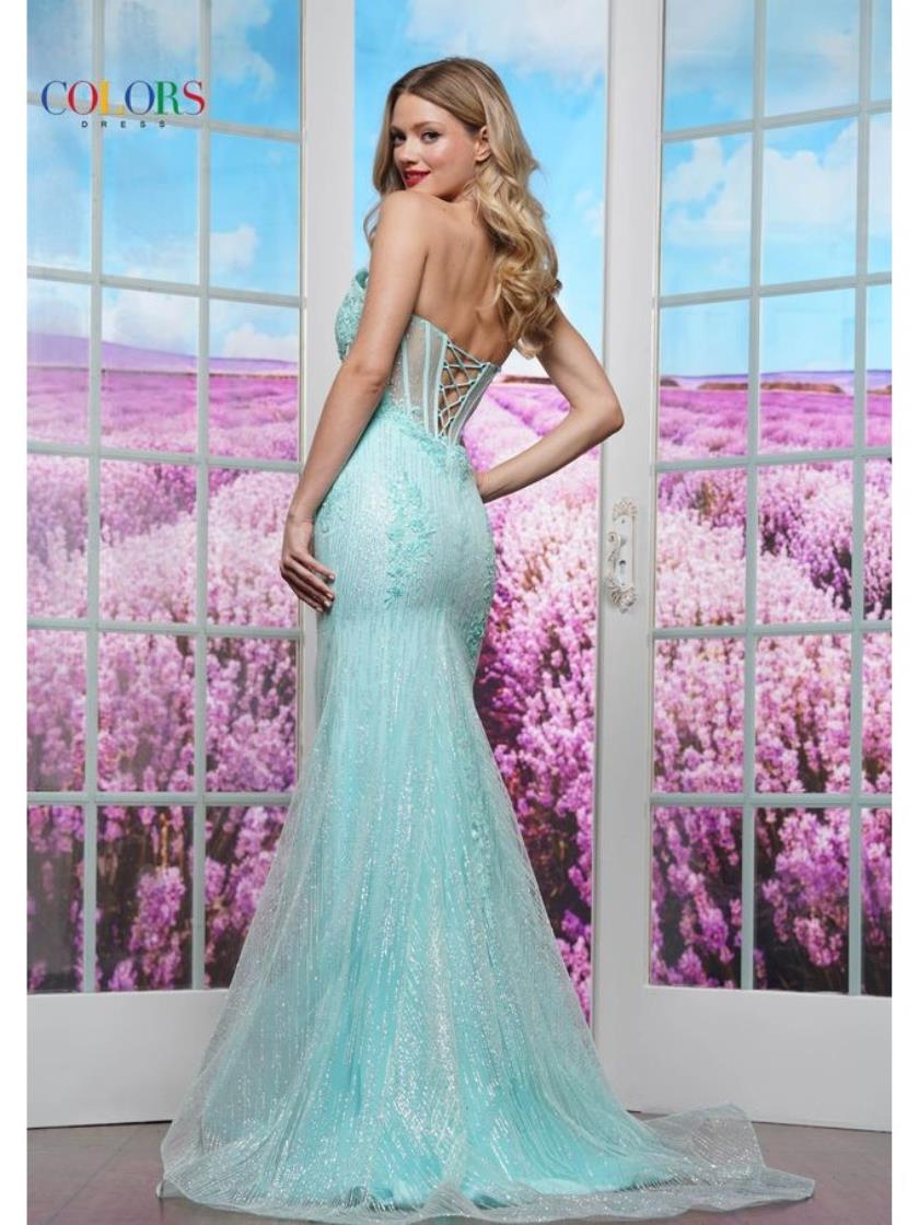 Colors 3588 Fitted Formal Long Slit Evening Prom Dress