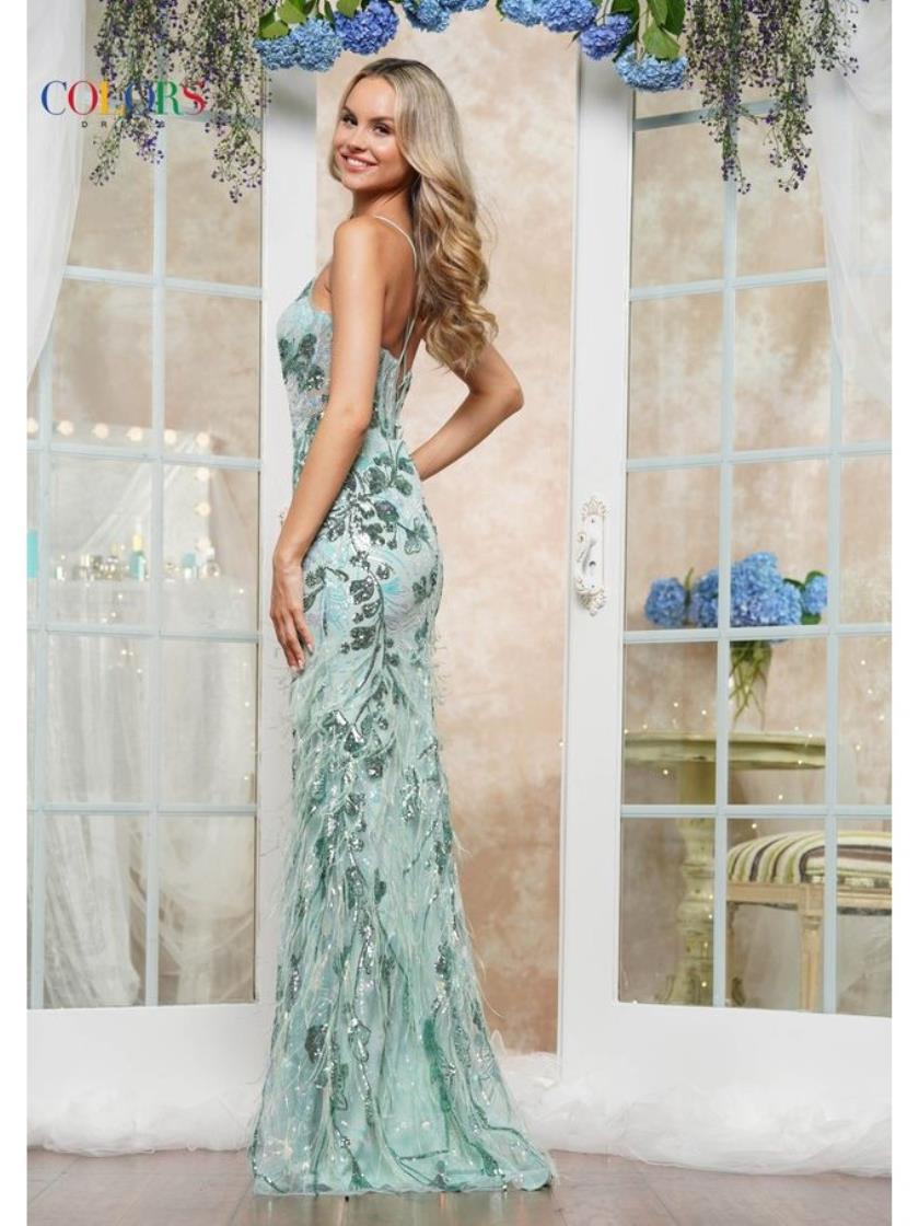 Colors 3589 Fitted Long Formal Sequin Prom Dress