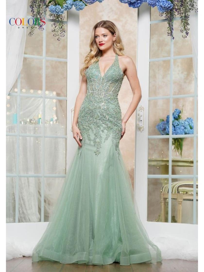 Colors 3590 Formal Fitted Long Mermaid Prom Dress
