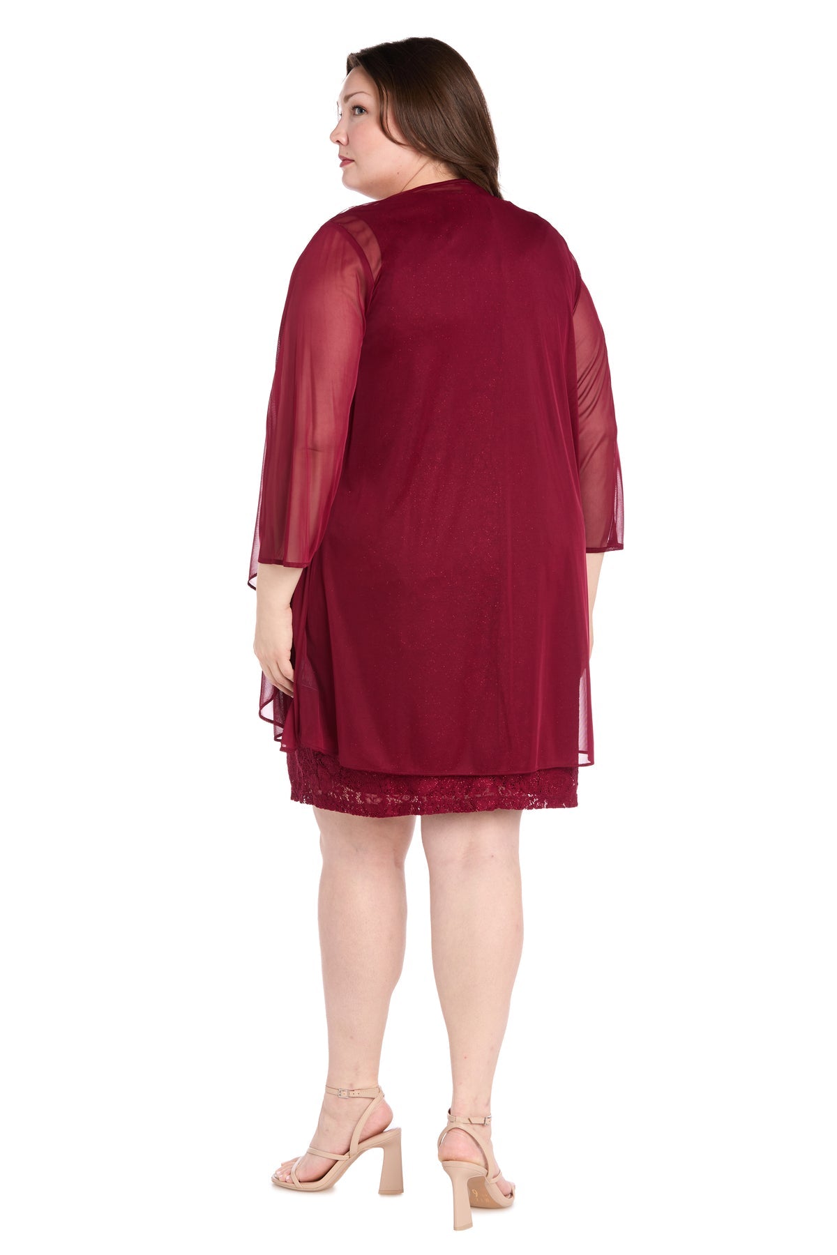 R&M Richards 3594W Plus Size Short Mother of the Bride Lace Dress