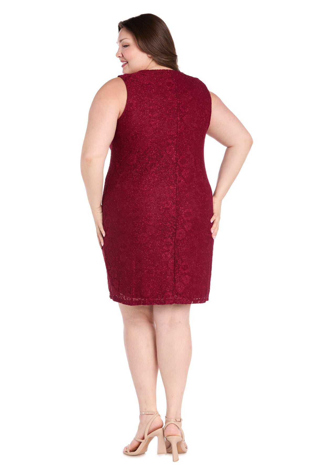 R&M Richards 3594W Plus Size Short Mother of the Bride Lace Dress
