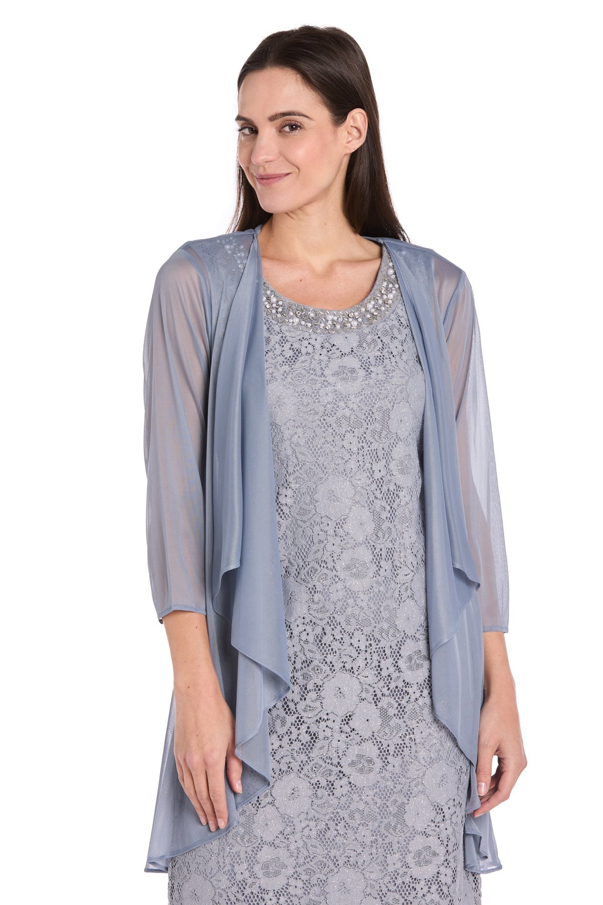 R&M Richards 3594 Short Mother of the Bride Lace Jacket Dress
