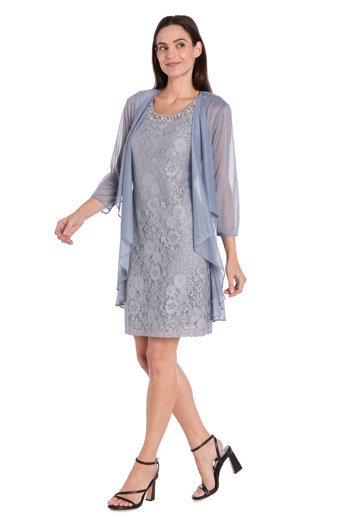 R&M Richards 3594 Short Mother of the Bride Lace Jacket Dress