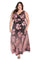 Plus Size Dresses Plus Size Long Floral Metallic Ombre  Formal Dress Charcoal/Rose