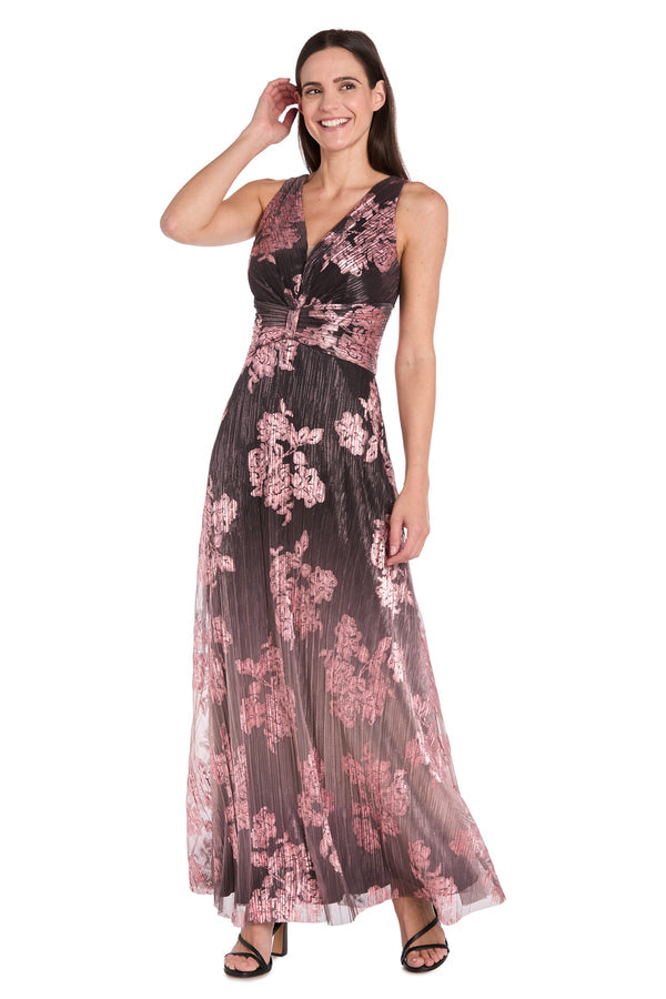 Long Metallic Ombre Dress Petite R&M Richards 3596P