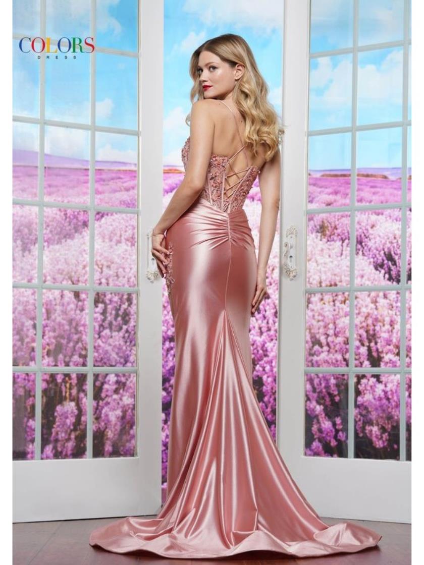 Colors 3598 Fitted Formal Long Floral Prom Dress