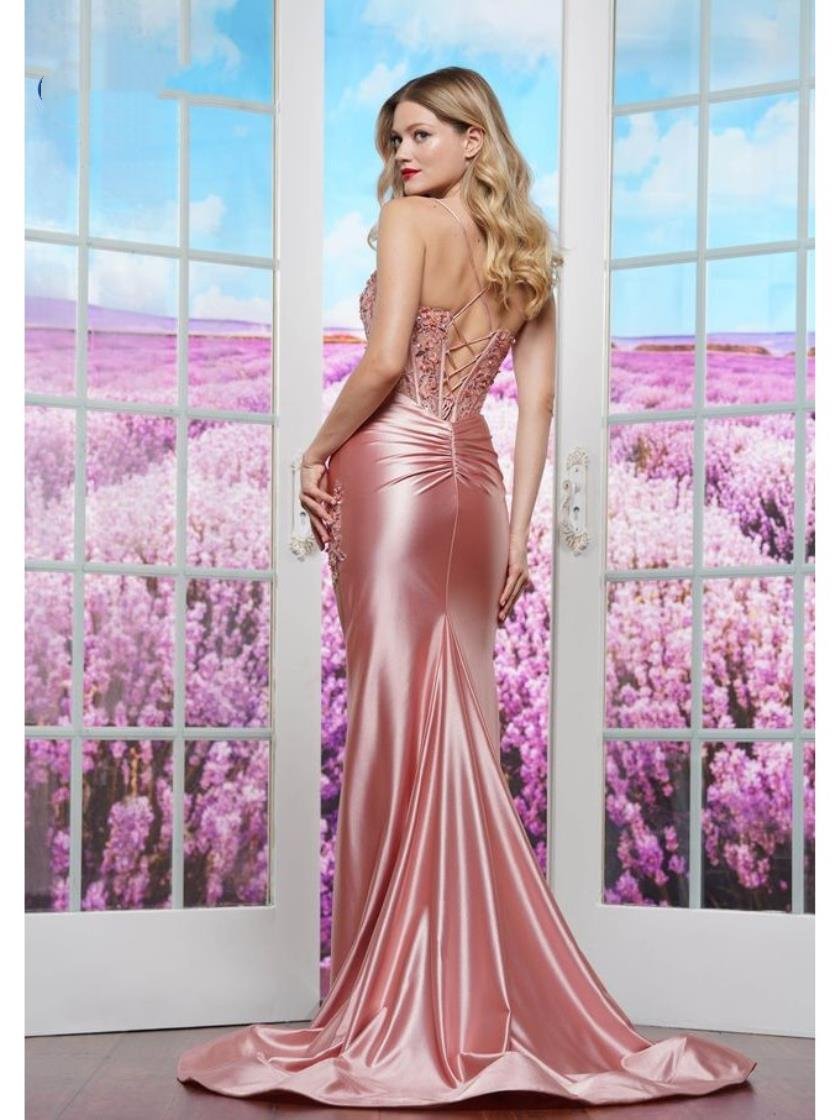 Prom Dresses Fitted Formal Long Floral Prom Dress Rose Gold