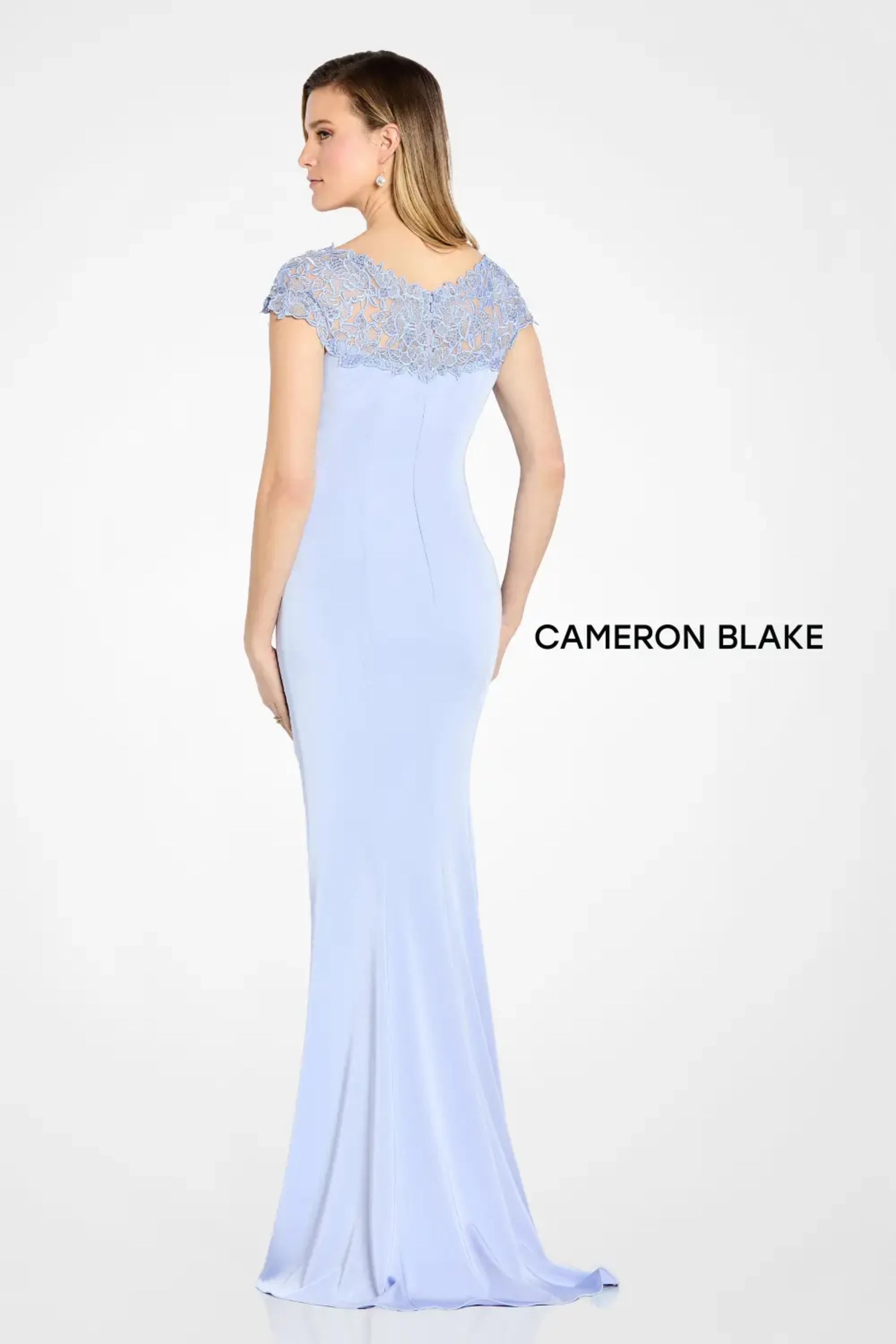 Cameron Blake CB112 Long Formal Beaded Lace Evening Dress