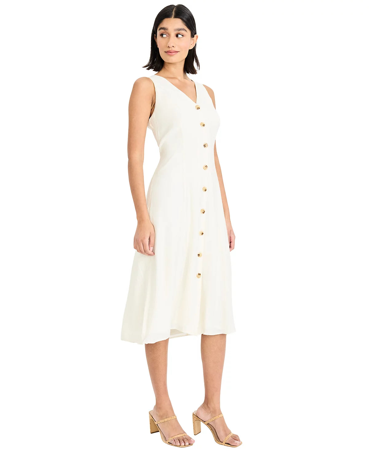 Sleeveless Flare Shirt Dress in White Maggy London GT1253M