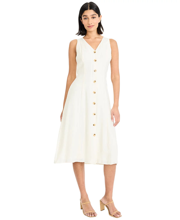 Sleeveless Flare Shirt Dress in White Maggy London GT1253M