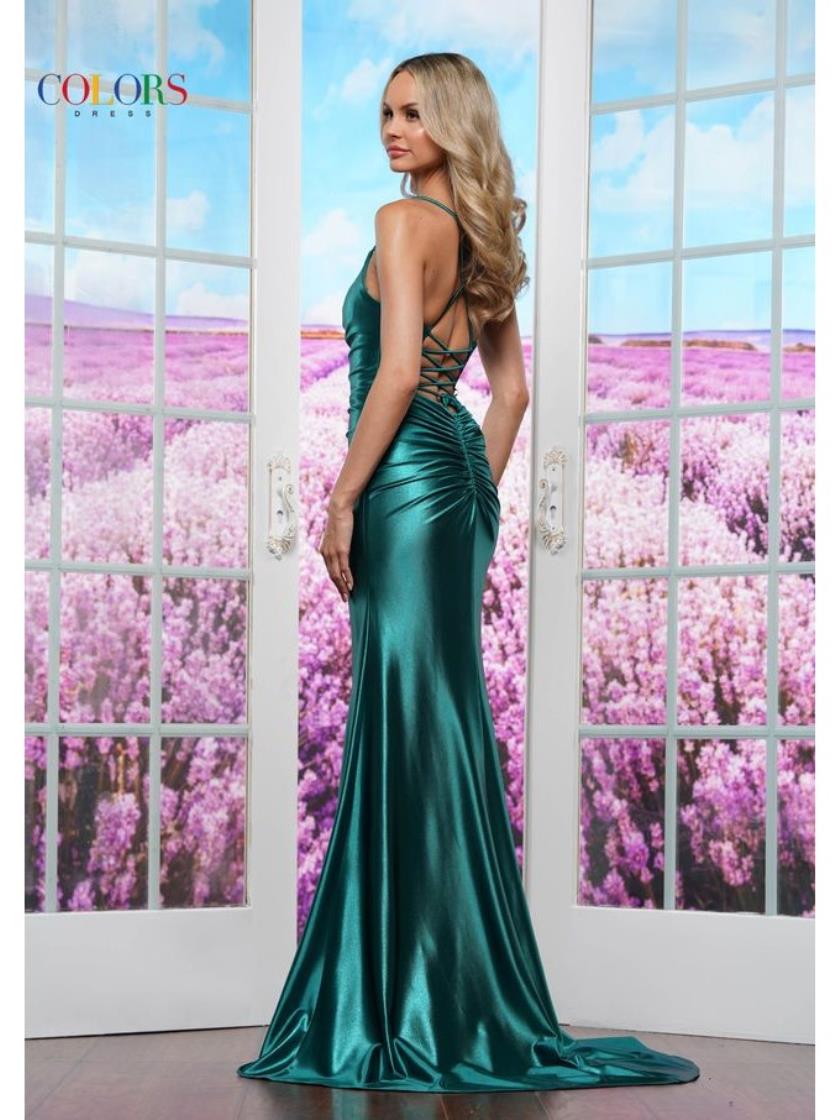Colors 3602 Formal Long Mermaid Fit Metallic Slit Prom Dress