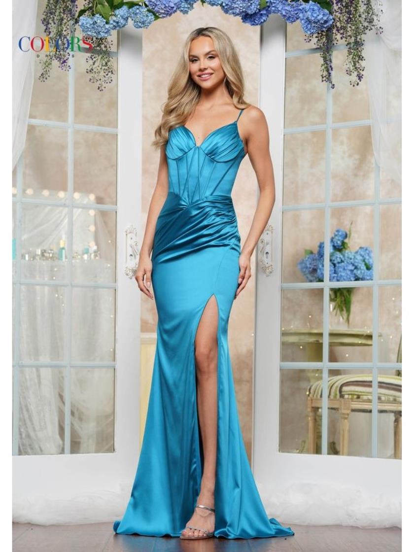 Colors 3605 Long Formal Fitted Evening Prom Dress