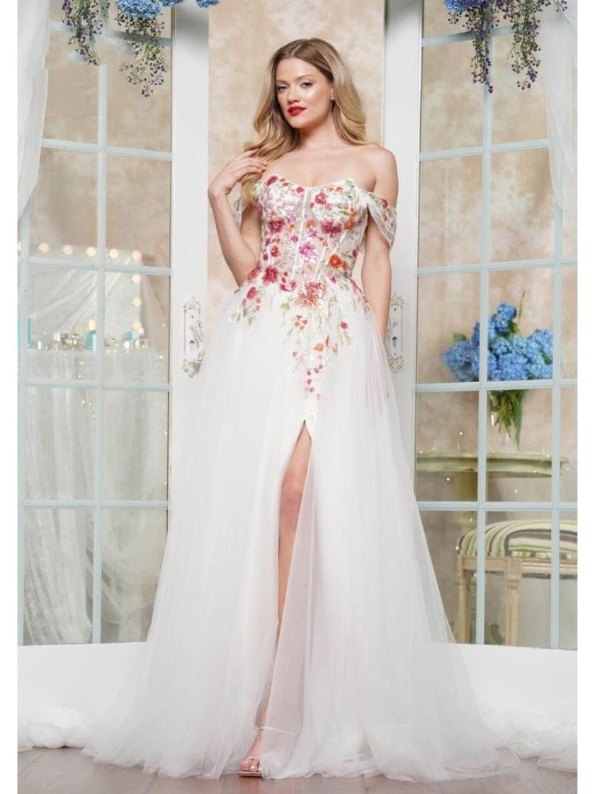 Prom Dresses  Long Floral Sequin Formal Prom Dress White