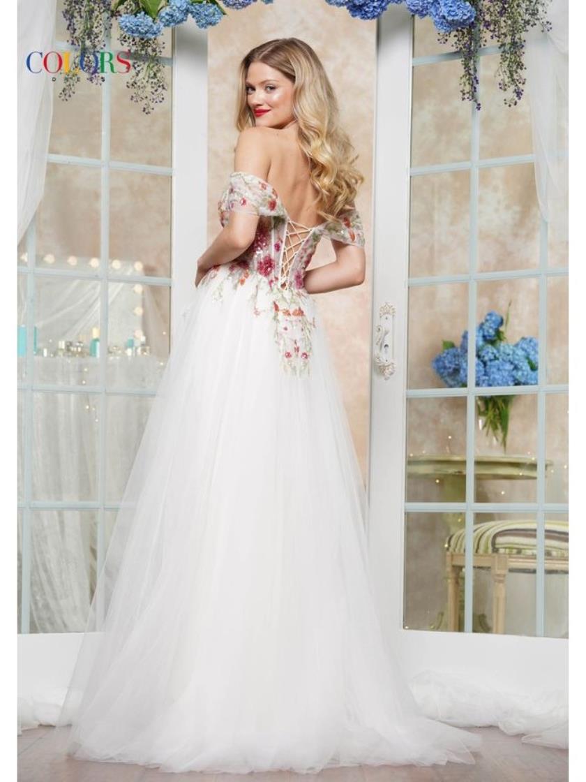 Colors 3609 Long Floral Sequin A Line Formal Prom Dress