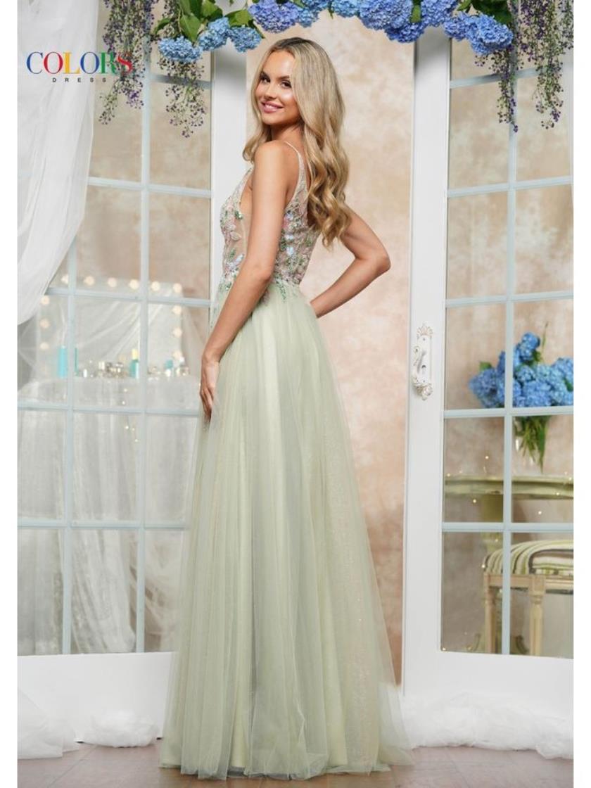 Colors 3612 Long Formal A Line Slit Evening Prom Dress