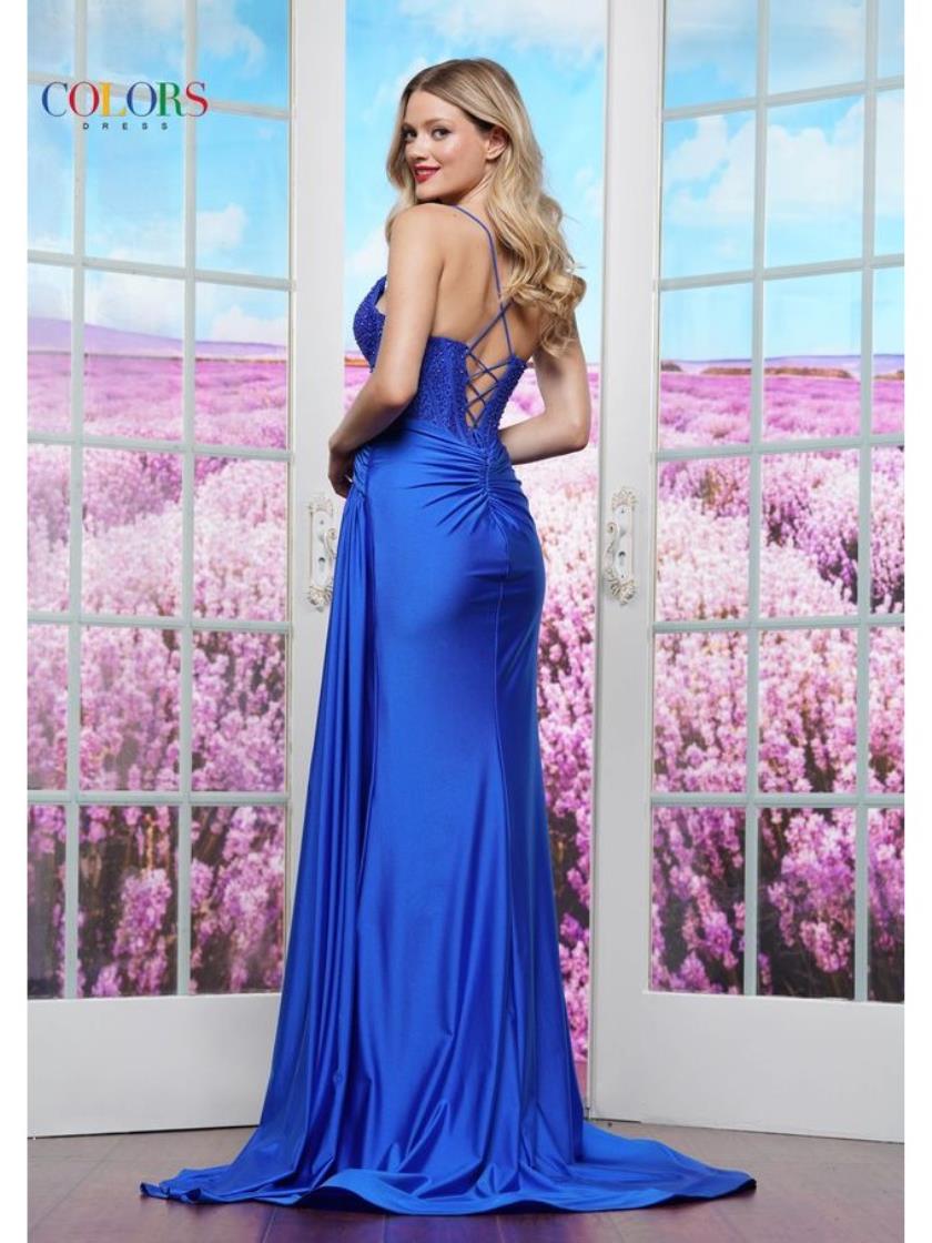 Colors 3613 Formal Slit Long Fitted Prom Dress