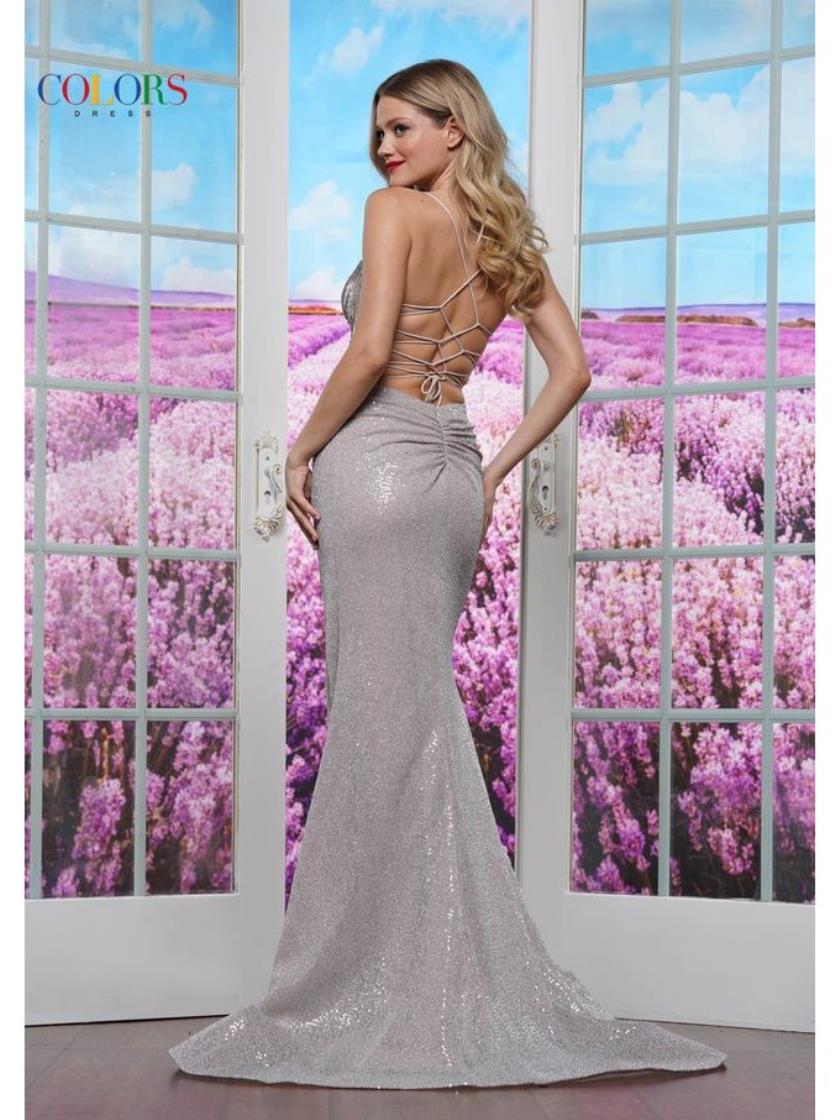 Colors 3614 Fitted Sequin Long Formal Prom Dress