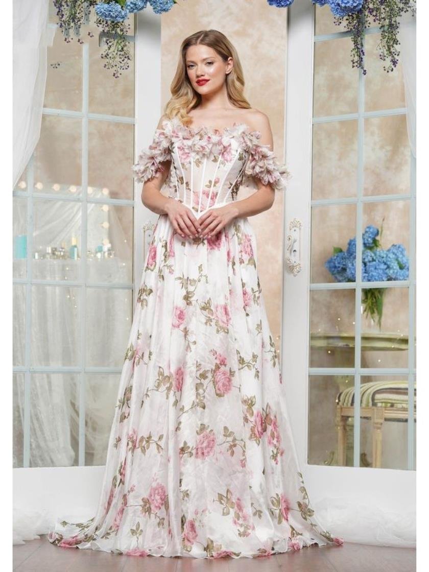 Prom Dresses Floral Long Formal Prom Dress Pink