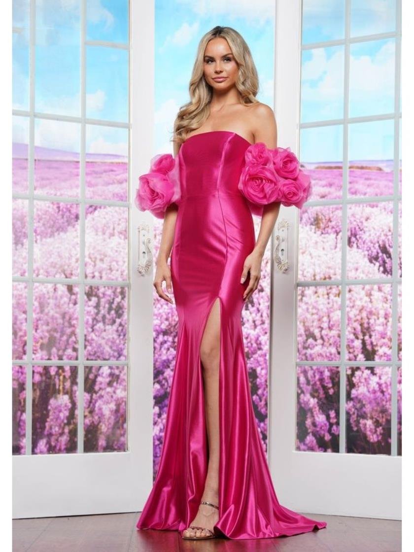 Prom Dresses Fitted Long Formal Slit Prom Dress Hot Pink