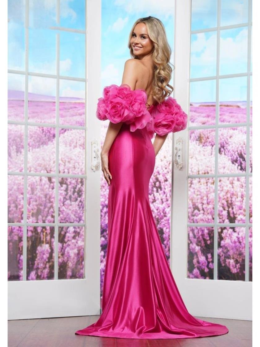 Prom Dresses Fitted Long Formal Slit Prom Dress Hot Pink