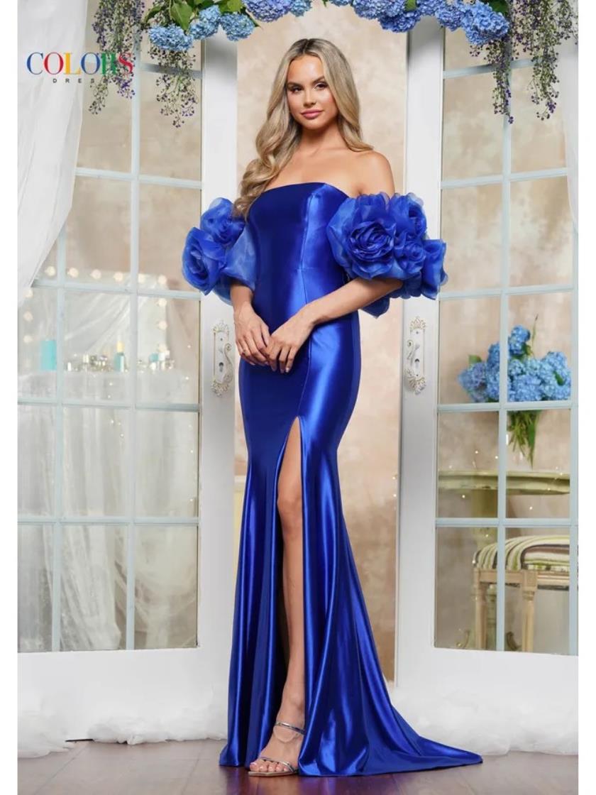 Colors 3616 Fitted Long Formal Slit Evening Prom Dress