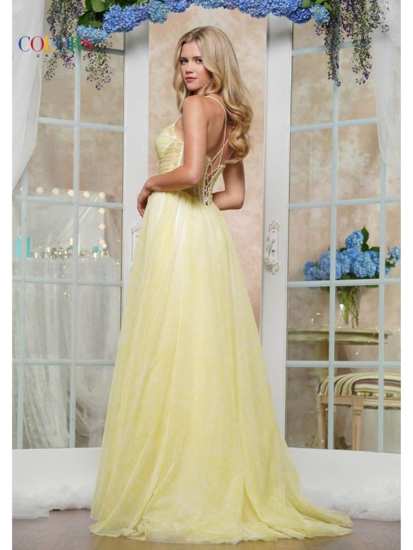 Colors 3617 Long Formal A Line Print Prom Dress