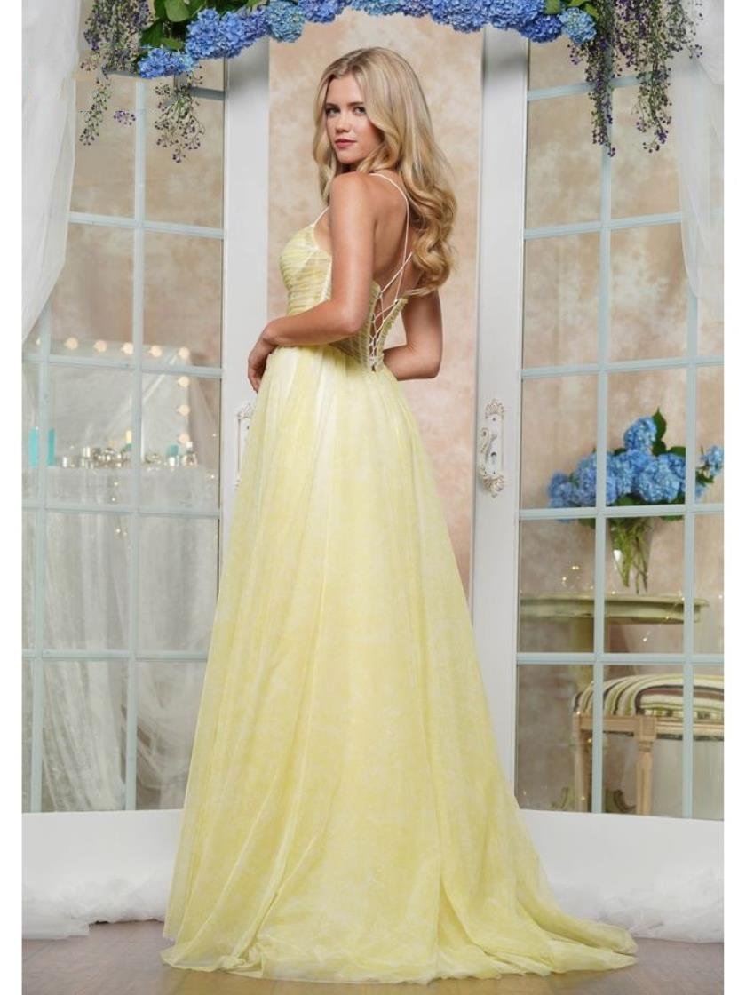 Prom Dresses Fitted Long Print Prom Dress Yellow