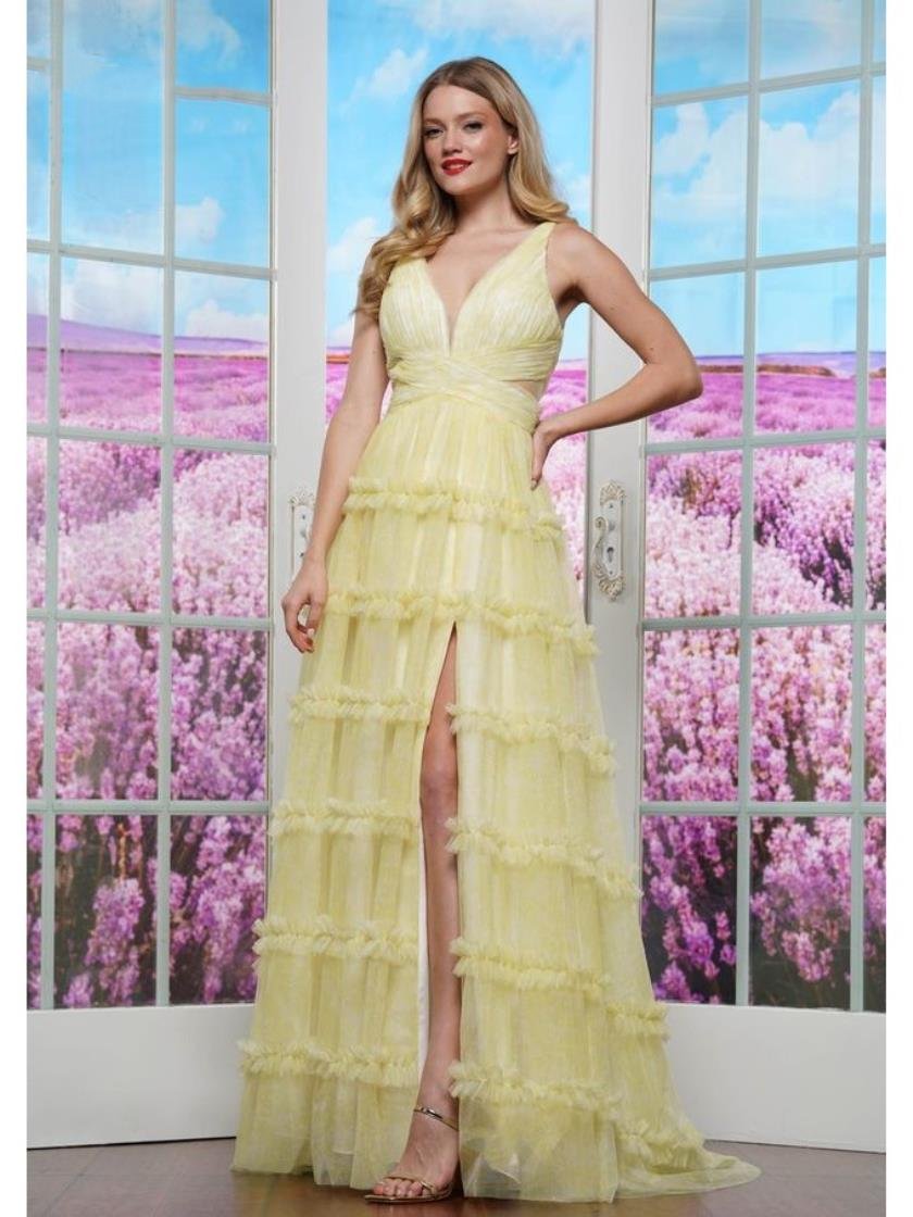Prom Dresses Formal Top Print  Prom Dress Yellow