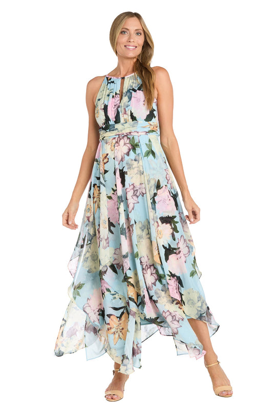 Cocktail Dresses Printed High Low A Line Formal Dress Aqua