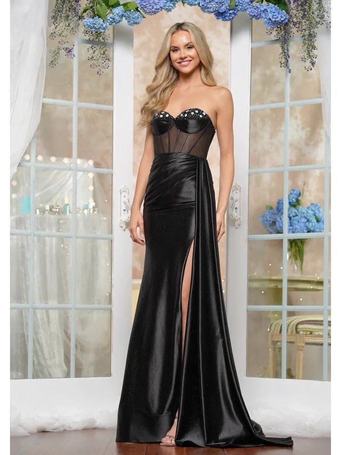 Prom Dresses Long Formal Fitted Glitter Prom Dress Black