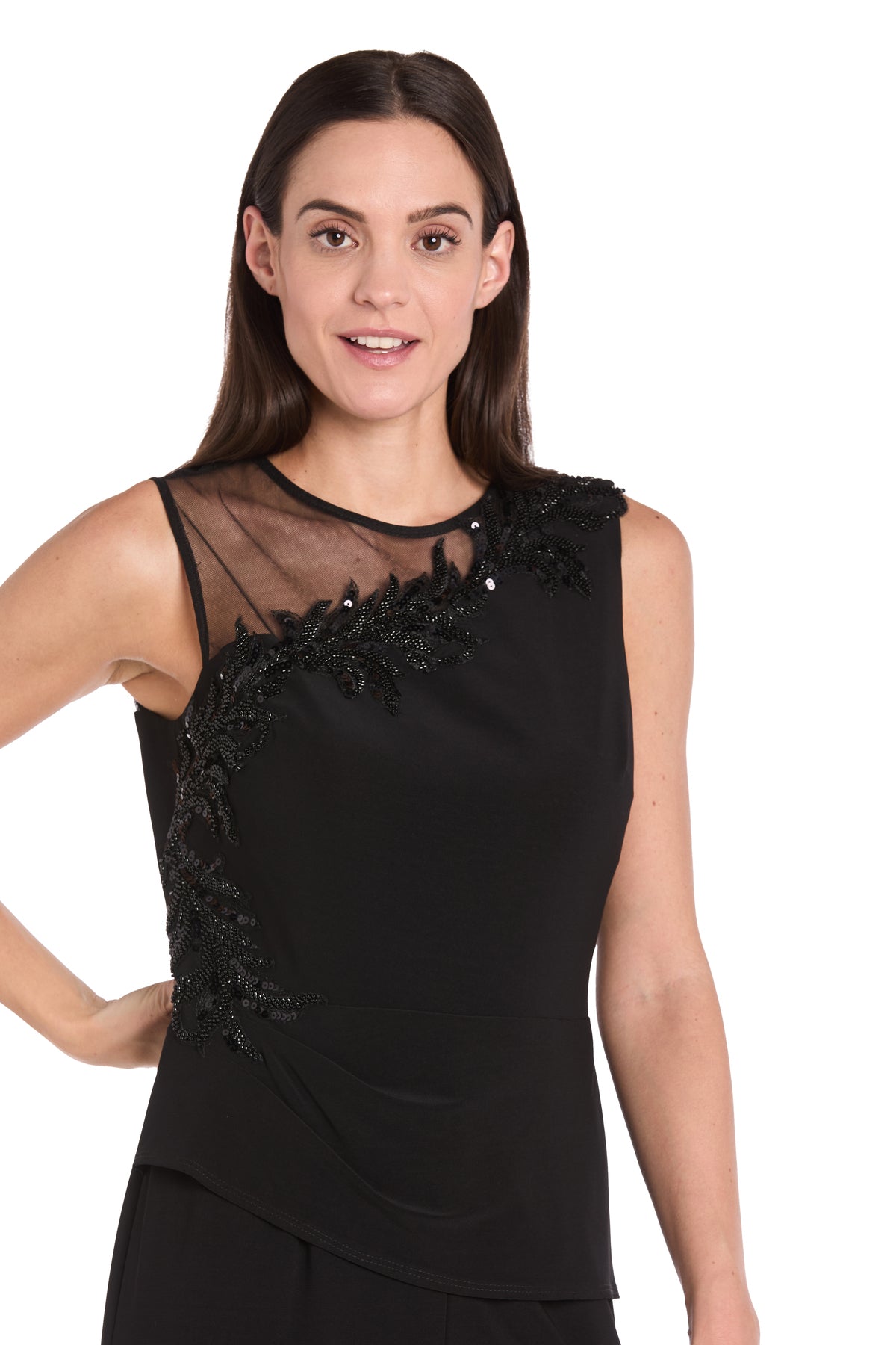 R&M Richards 3631 Long Formal Floral Sequin Jumpsuit