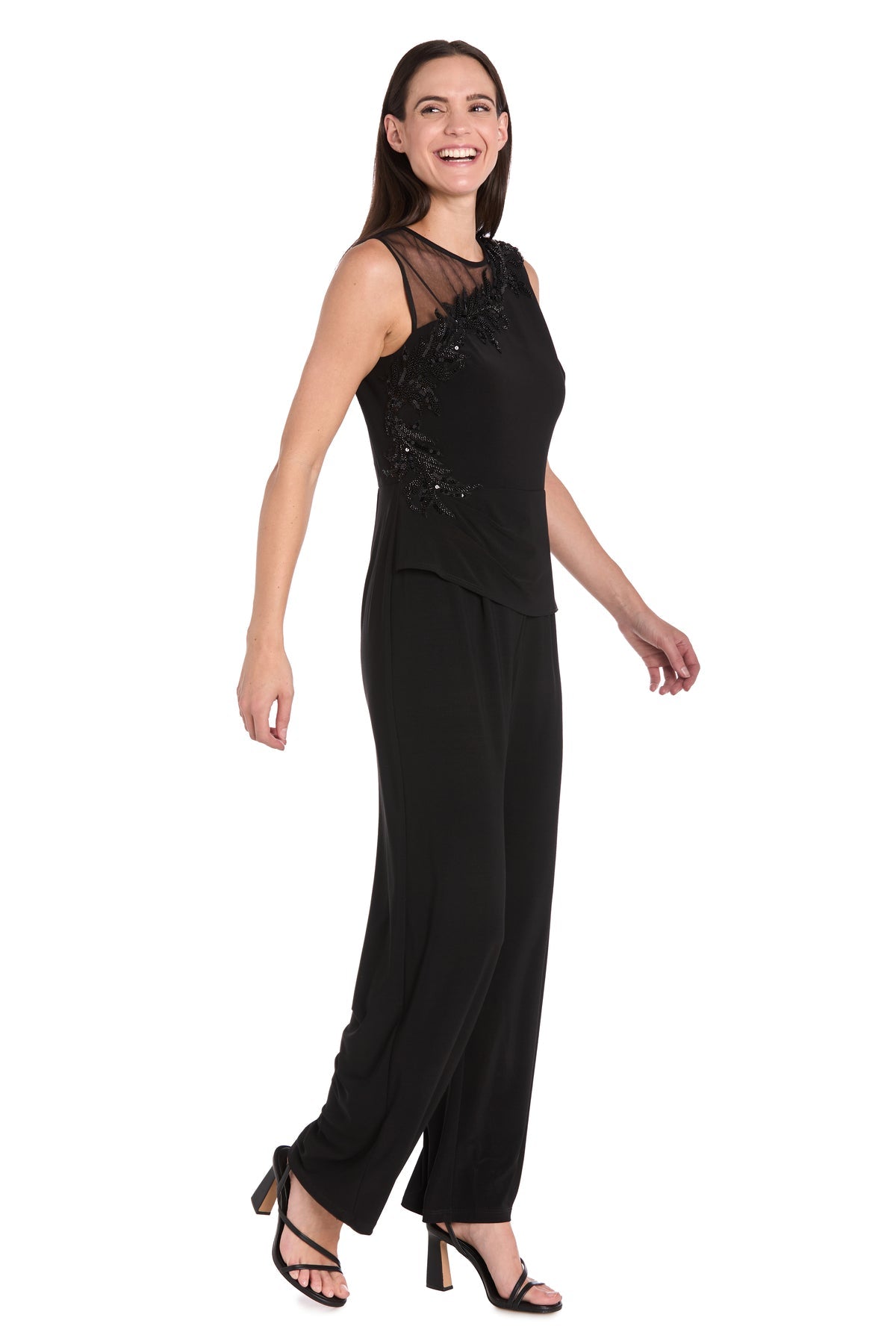 R&M Richards 3631 Long Formal Floral Sequin Jumpsuit