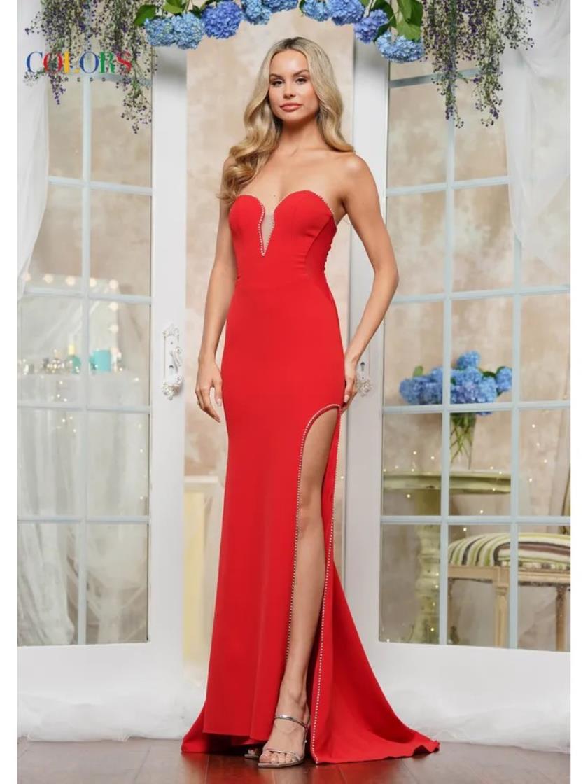Colors 3632 Long Formal Fitted Evening Prom Dress