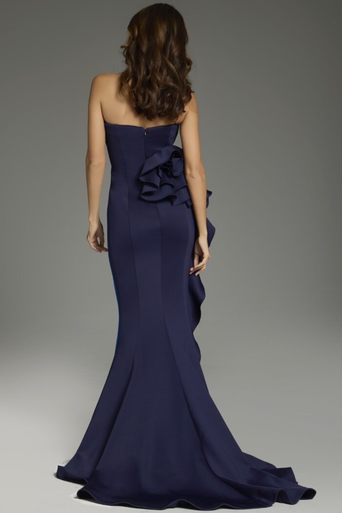 Formal Dresses Ruffle Cascading Long Formal Evening Dress Navy/Royal