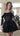 Cocktail Dresses Short Floral Applique Mini Cocktail Dress Black Black