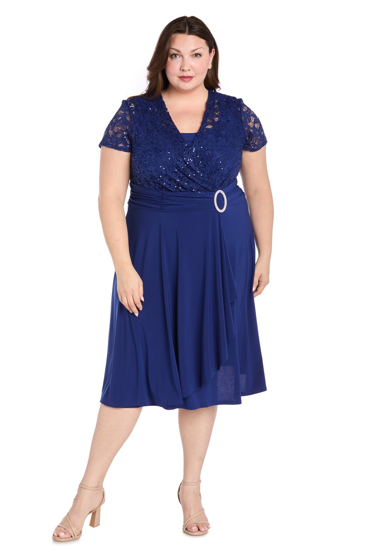R&M Richards 3639W Short Cocktail Plus Size Lace Knee Length Dress