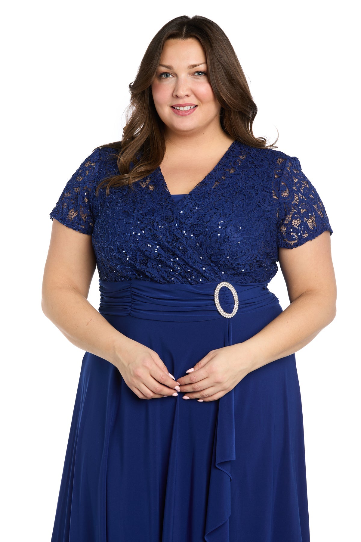 R&M Richards 3639W Short Cocktail Plus Size Lace Knee Length Dress